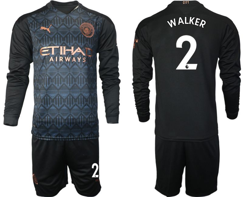 Men 2020-2021 club Manchester city home long sleeve #2 black Soccer Jerseys->->Soccer Club Jersey